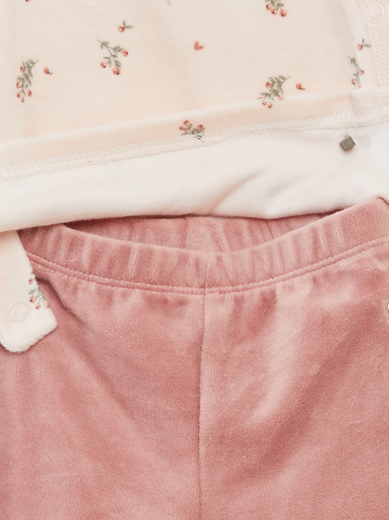 Completo pigiama in velluto ROSA - Kiabi