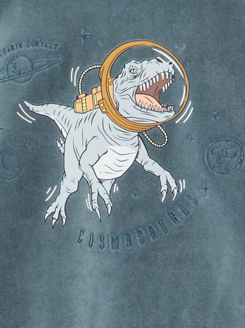 Completo pigiama in velluto stampato felpa + pantaloni - 2 pezzi Blu - Kiabi