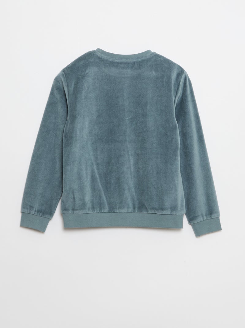 Completo pigiama in velluto stampato felpa + pantaloni - 2 pezzi Blu - Kiabi