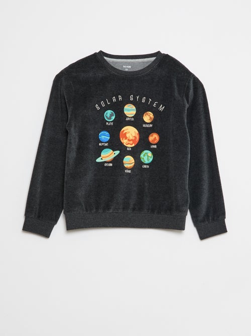 Completo pigiama in velluto stampato felpa + pantaloni - 2 pezzi - Kiabi