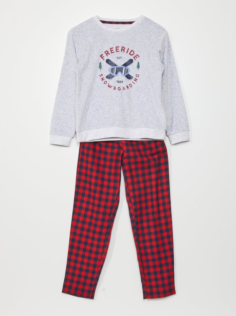 Completo pigiama in velluto t-shirt + pantaloni - 2 pezzi GRIGIO - Kiabi
