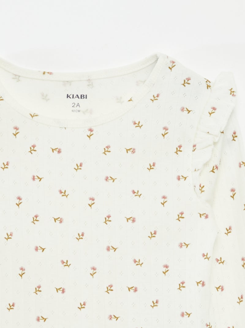 Completo pigiama lungo a coste - 2 pezzi Beige - Kiabi