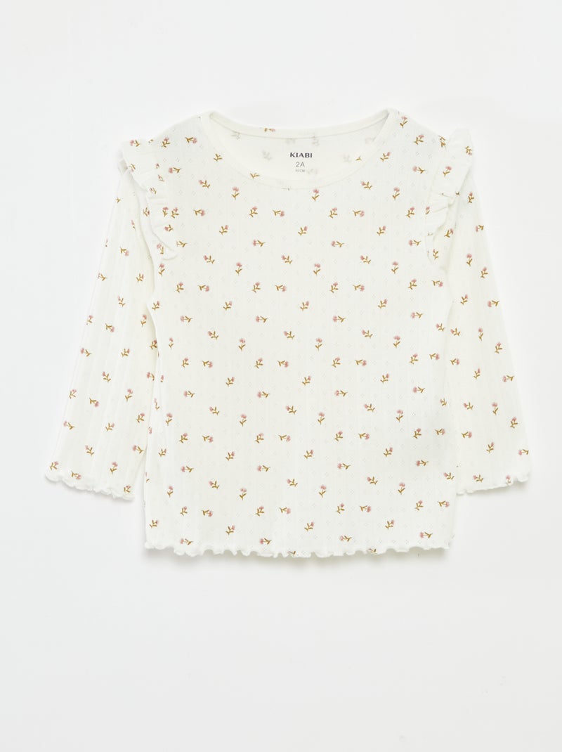 Completo pigiama lungo a coste - 2 pezzi Beige - Kiabi
