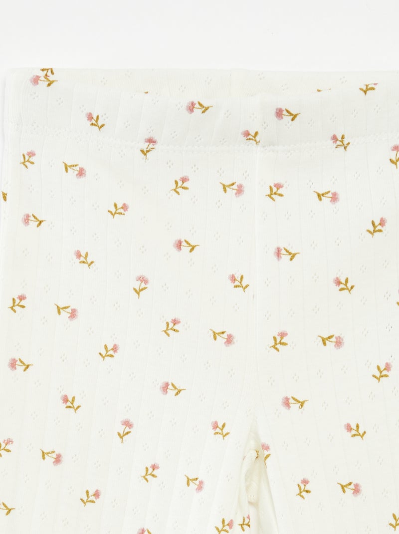 Completo pigiama lungo a coste - 2 pezzi Beige - Kiabi
