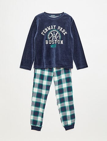 Completo pigiama lungo bimateriale t-shirt + pantaloni - 2 pezzi