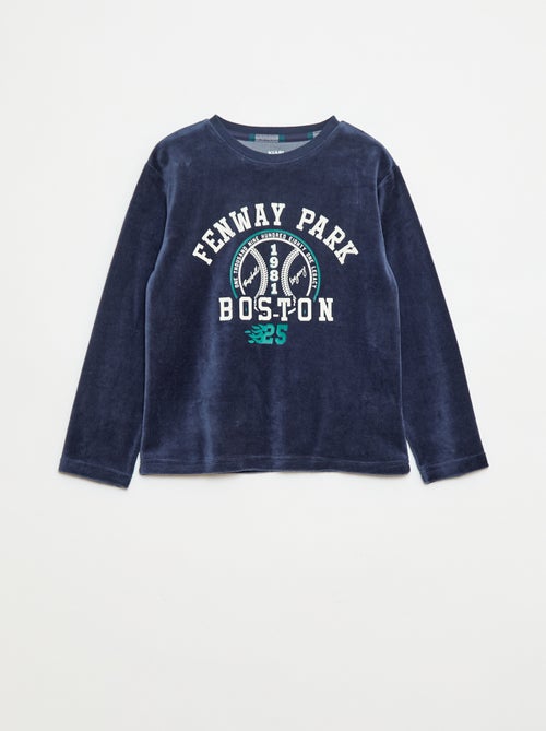 Completo pigiama lungo bimateriale t-shirt + pantaloni - 2 pezzi - Kiabi