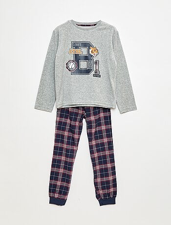 Completo pigiama lungo bimateriale t-shirt + pantaloni - 2 pezzi