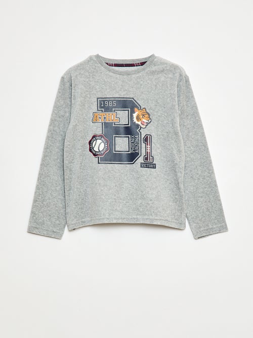 Completo pigiama lungo bimateriale t-shirt + pantaloni - 2 pezzi - Kiabi