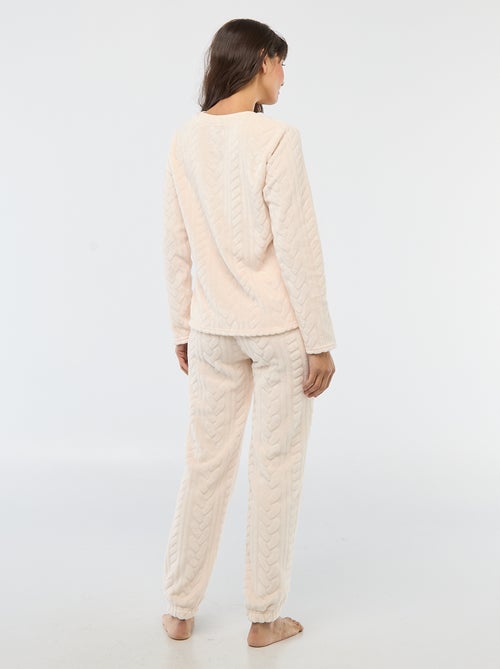 Completo pigiama lungo caldo e materiale testurizzato - 2 pezzi - Kiabi