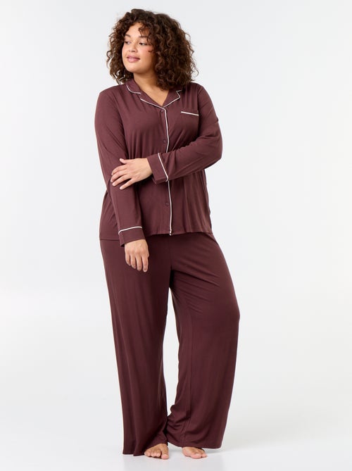 Completo pigiama lungo camicia + pantaloni - 2 pezzi - Kiabi Completo pigiama lungo camicia + pantaloni - 2 pezzi - Kiabi