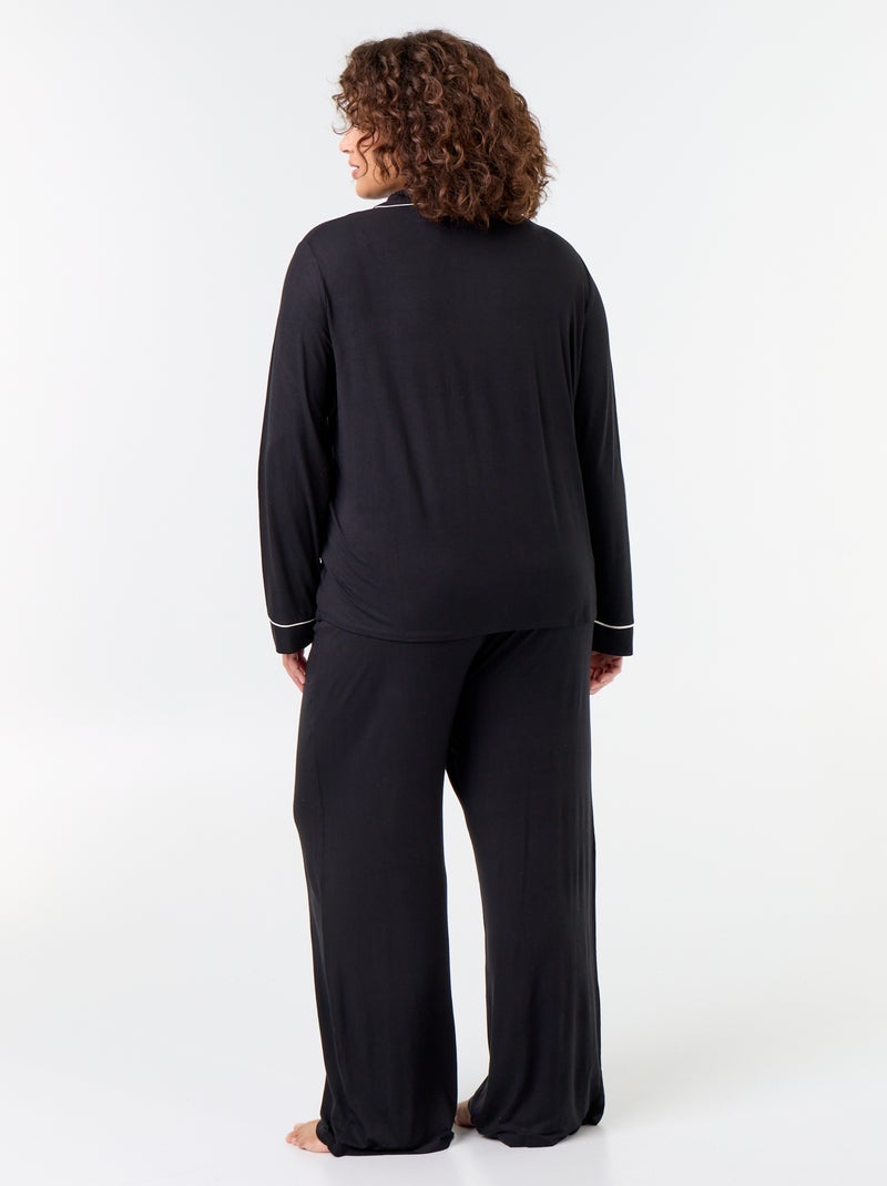 Completo pigiama lungo camicia + pantaloni - 2 pezzi Nero - Kiabi