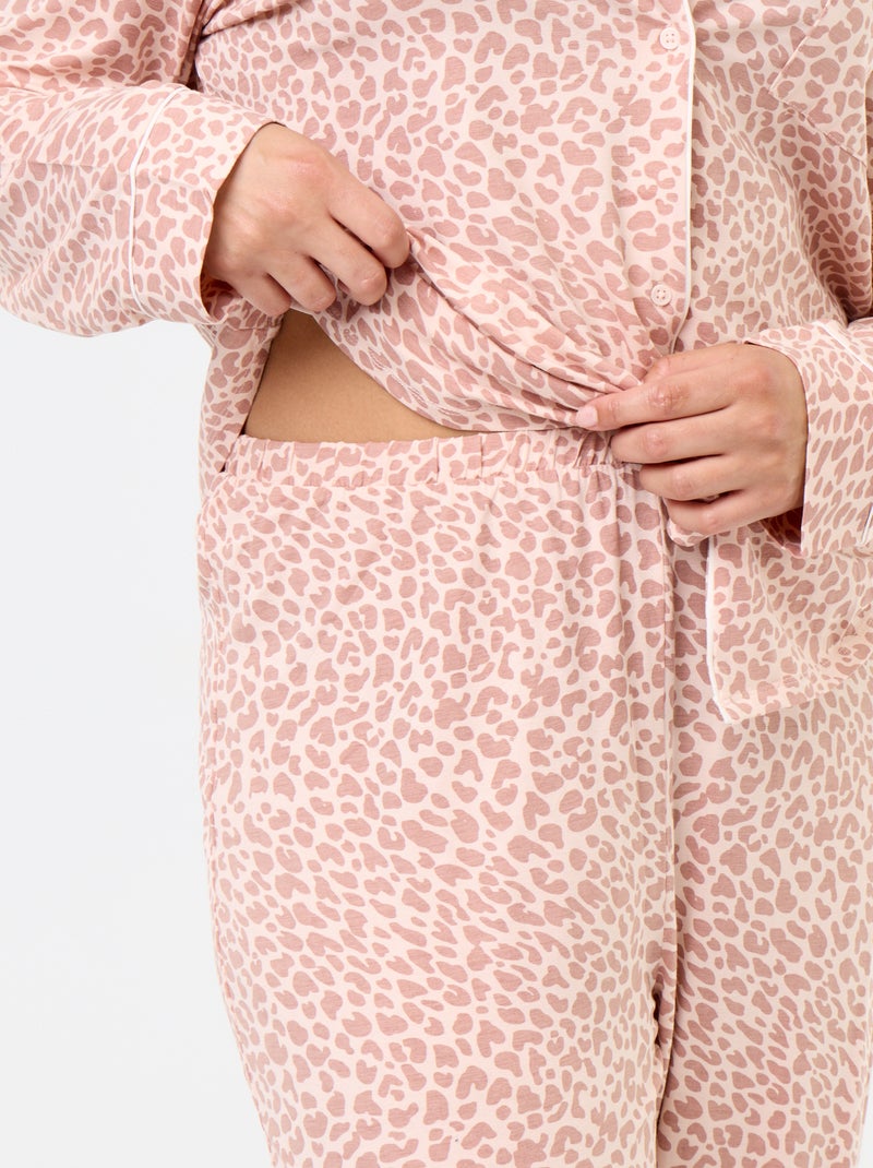Completo pigiama lungo camicia + pantaloni - 2 pezzi Rosa - Kiabi