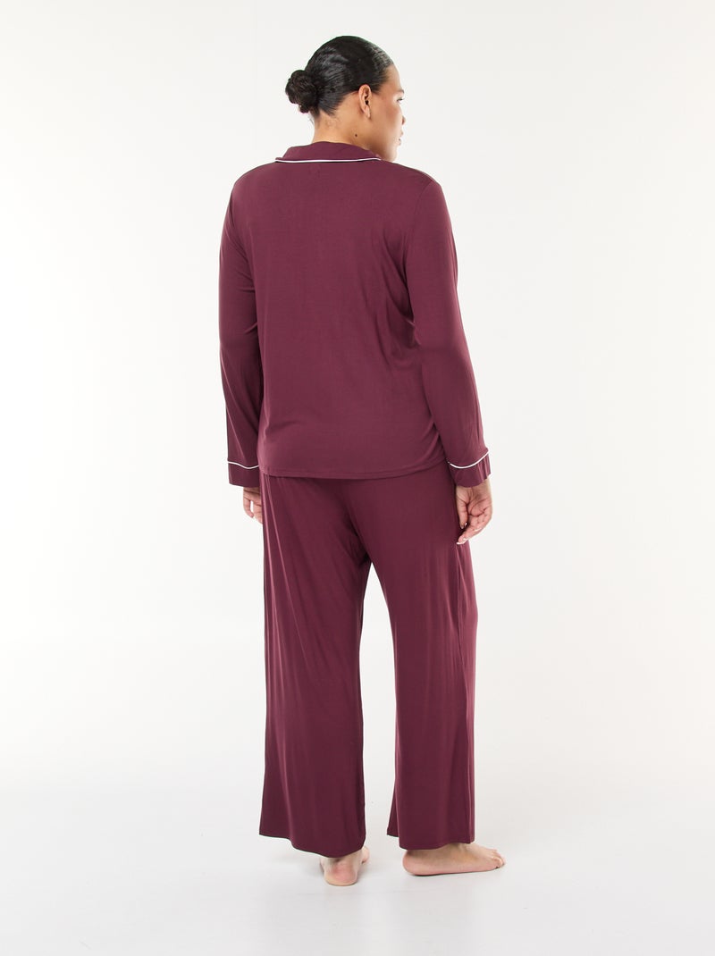 Completo pigiama lungo camicia + pantaloni - 2 pezzi Rosso - Kiabi