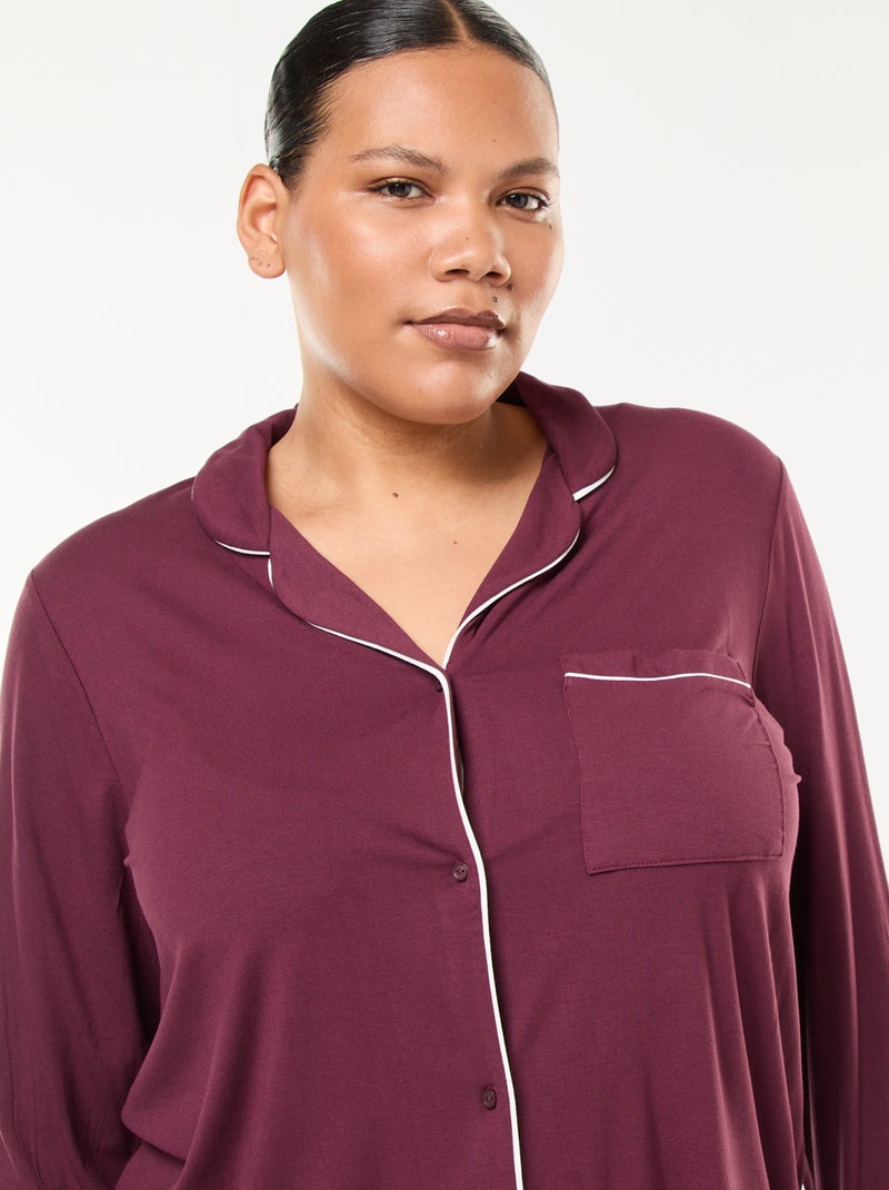 Completo pigiama lungo camicia + pantaloni - 2 pezzi Rosso - Kiabi