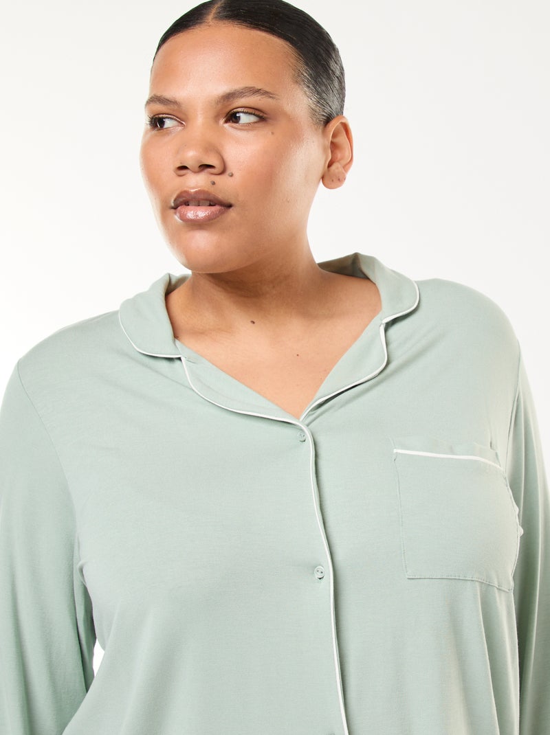 Completo pigiama lungo camicia + pantaloni - 2 pezzi Verde - Kiabi