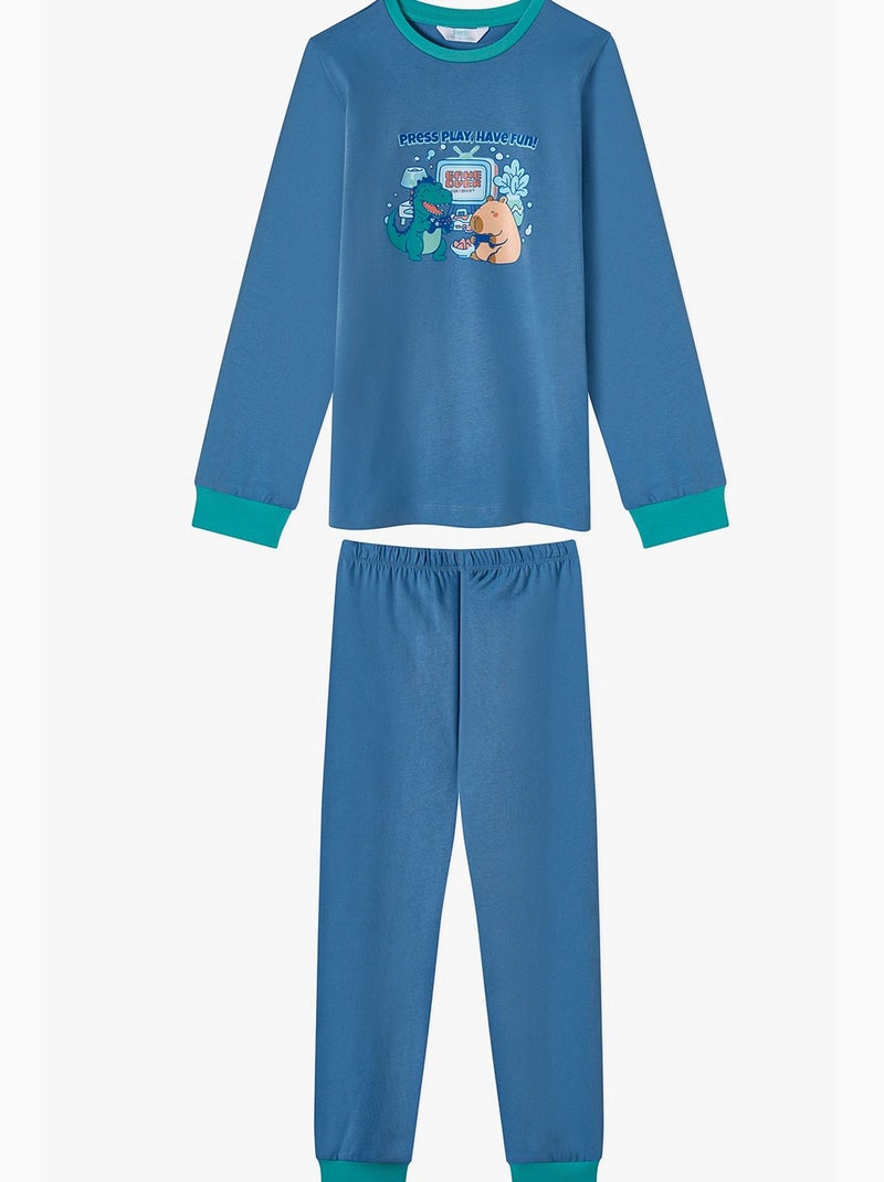 Completo pigiama lungo capy&dino together da bambino penti Blu Arancio - Kiabi