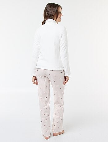 Completo pigiama lungo + felpa con zip in pile - 3 pezzi