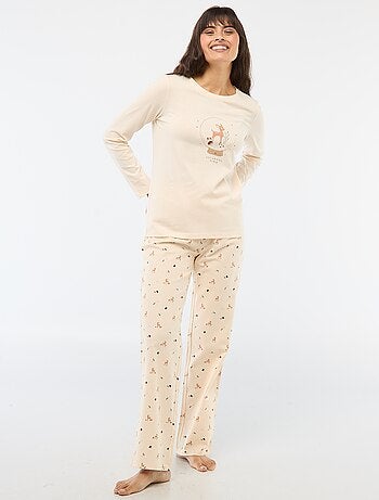 Completo pigiama lungo + felpa con zip in pile - 3 pezzi