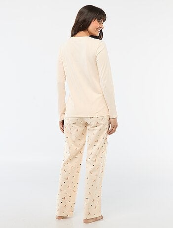 Completo pigiama lungo + felpa con zip in pile - 3 pezzi