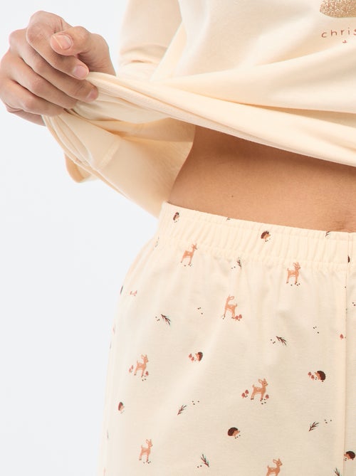 Completo pigiama lungo + felpa con zip in pile - 3 pezzi - Kiabi