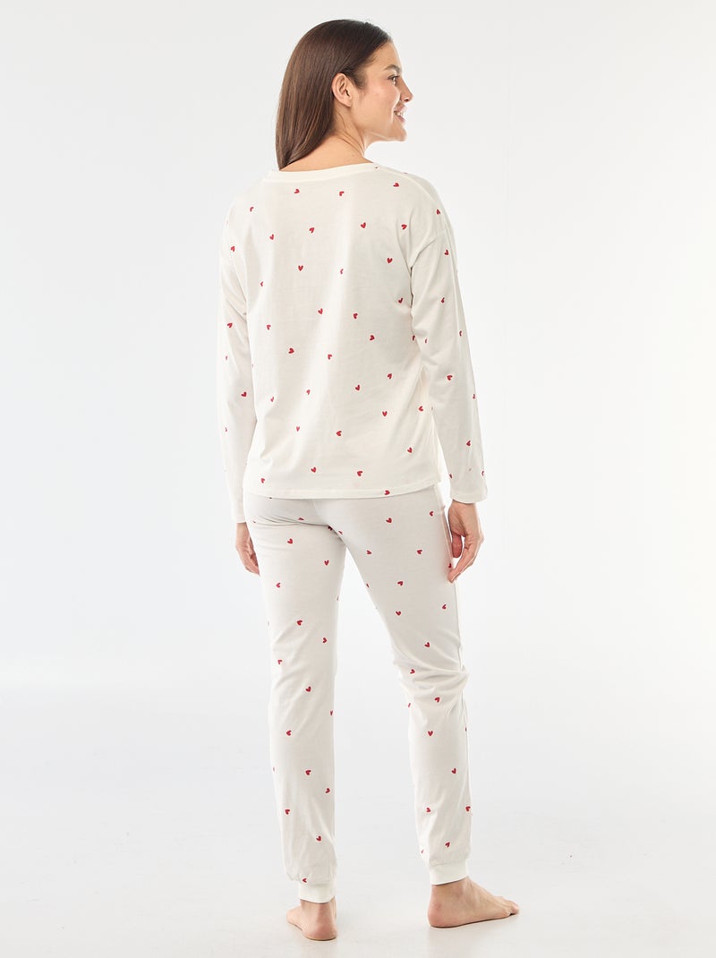 Completo pigiama lungo in cotone - 2 pezzi Bianco - Kiabi
