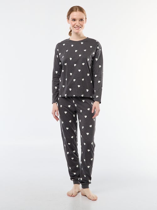 Completo pigiama lungo in cotone - 2 pezzi - Kiabi