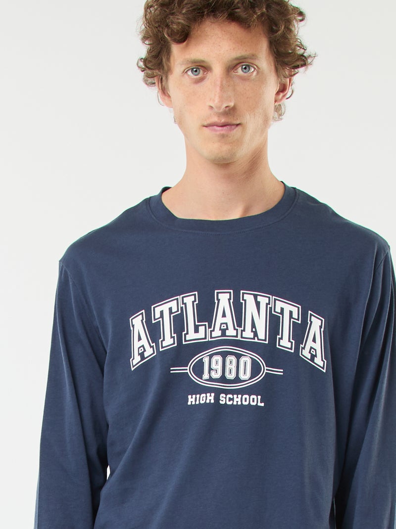 Completo pigiama lungo in jersey t-shirt + pantaloni - 2 pezzi Blu - Kiabi