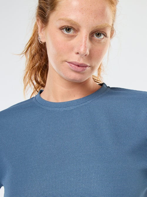 Completo pigiama lungo in maglia waffle - 2 pezzi - Kiabi