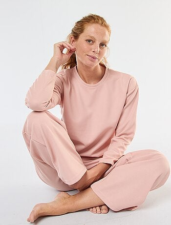 Completo pigiama lungo in maglia waffle - 2 pezzi