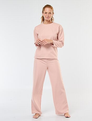 Completo pigiama lungo in maglia waffle - 2 pezzi