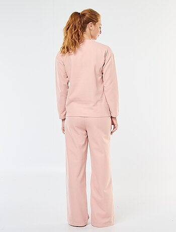 Completo pigiama lungo in maglia waffle - 2 pezzi
