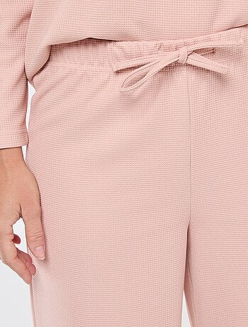 Completo pigiama lungo in maglia waffle - 2 pezzi