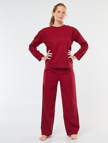 Completo pigiama lungo in maglia waffle - 2 pezzi