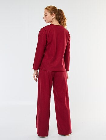 Completo pigiama lungo in maglia waffle - 2 pezzi