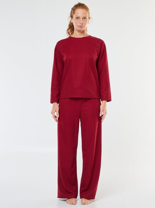 Completo pigiama lungo in maglia waffle - 2 pezzi - Kiabi