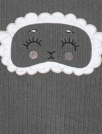 Completo pigiama lungo in materiale soffice e a coste t-shirt + pantaloni - 2 pezzi