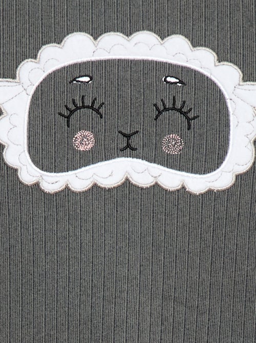 Completo pigiama lungo in materiale morbido e a coste t-shirt + pantaloni - 2 pezzi - Kiabi