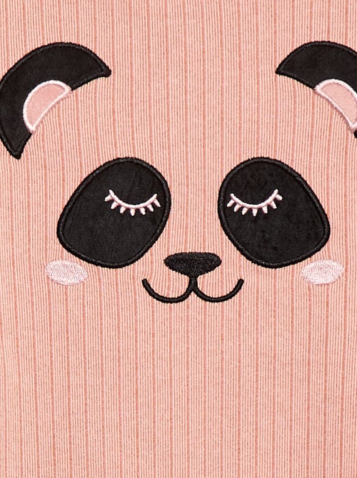 Completo pigiama lungo in materiale morbido e a coste t-shirt + pantaloni - 2 pezzi - Kiabi