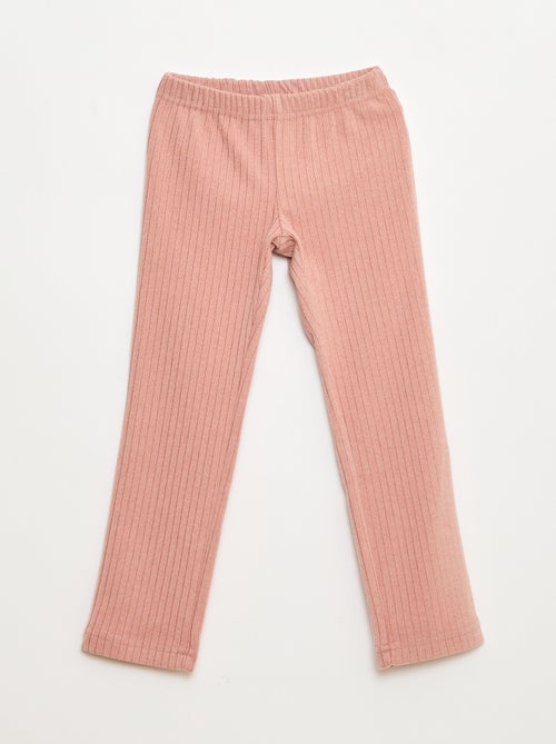 Completo pigiama lungo in materiale morbido e a coste t-shirt + pantaloni - 2 pezzi - Kiabi