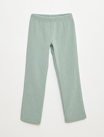 Completo pigiama lungo in materiale soffice e a coste t-shirt + pantaloni - 2 pezzi
