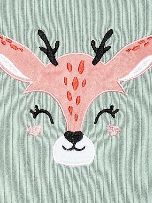 Completo pigiama lungo in materiale soffice e a coste t-shirt + pantaloni - 2 pezzi - Kiabi