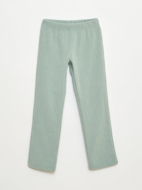 Completo pigiama lungo in materiale soffice e a coste t-shirt + pantaloni - 2 pezzi - Kiabi