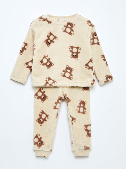 Completo pigiama lungo in pile - 2 pezzi - Kiabi