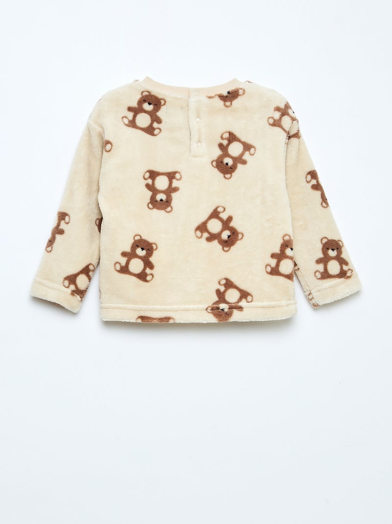 Completo pigiama lungo in pile - 2 pezzi Beige - Kiabi