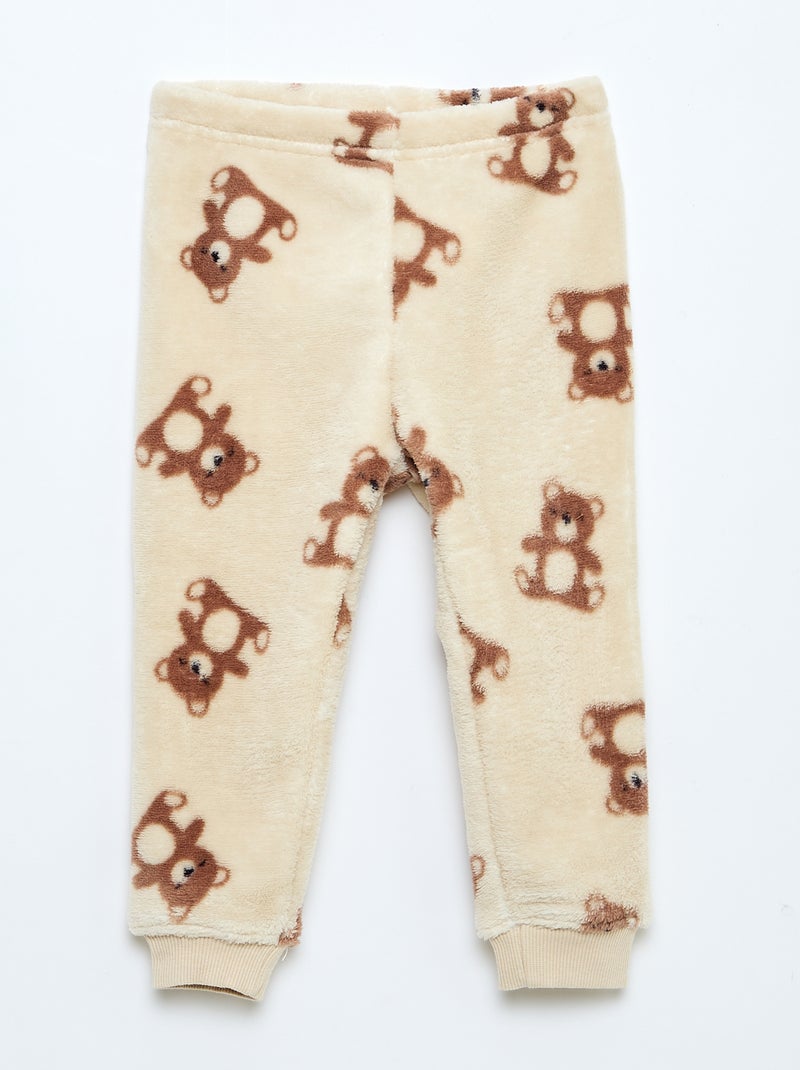 Completo pigiama lungo in pile - 2 pezzi Beige - Kiabi