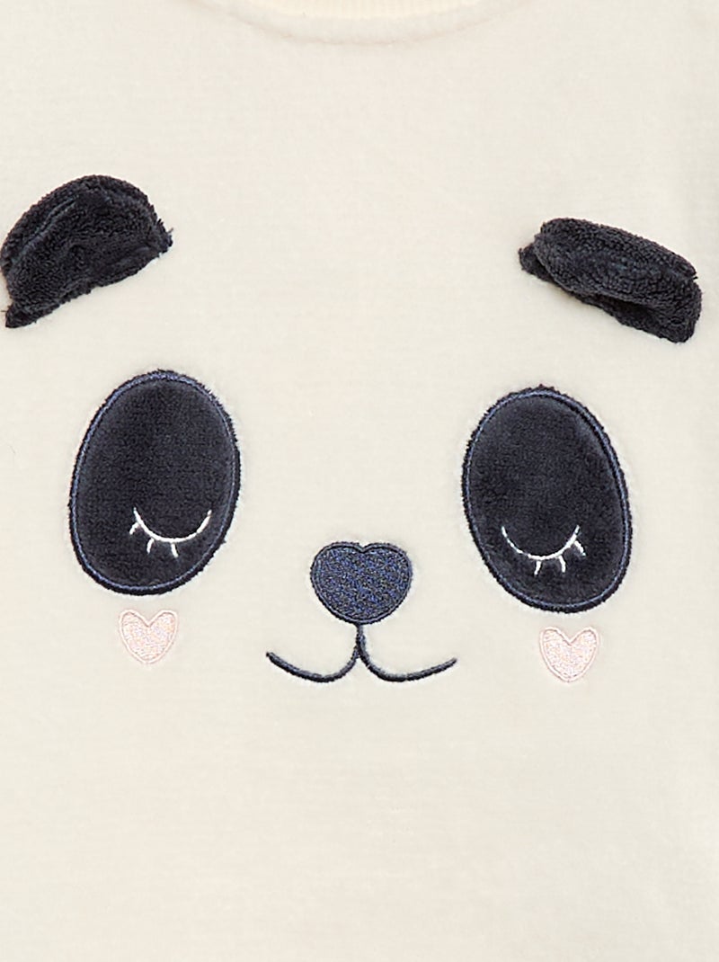 Completo pigiama lungo in pile - 2 pezzi Bianco - Kiabi