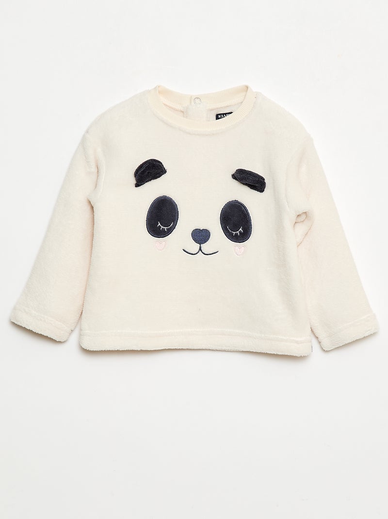 Completo pigiama lungo in pile - 2 pezzi Bianco - Kiabi