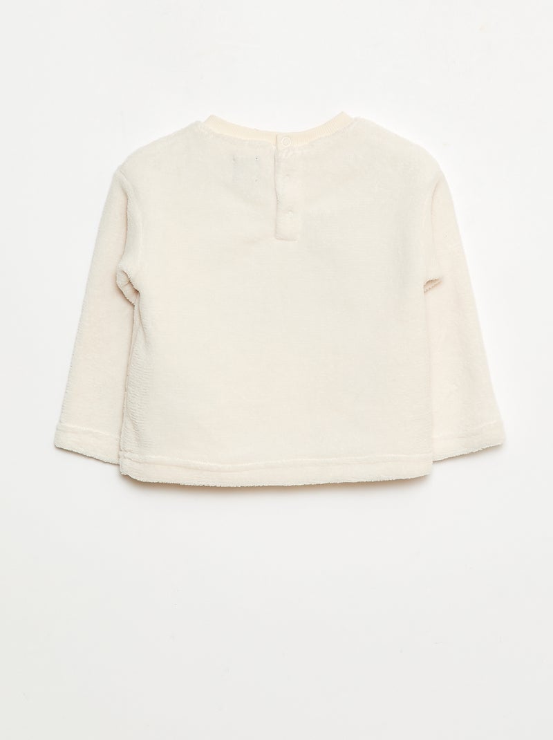 Completo pigiama lungo in pile - 2 pezzi Bianco - Kiabi