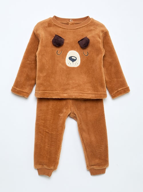 Completo pigiama lungo in pile - 2 pezzi - Kiabi