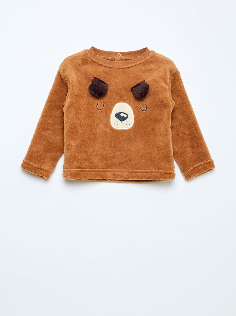 Completo pigiama lungo in pile - 2 pezzi Marrone - Kiabi